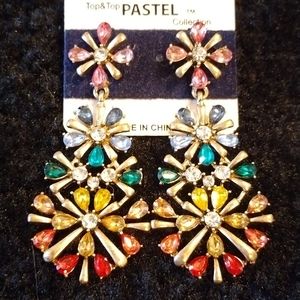 Pre-loved Gorgeous Multicolored Rhinestone Flower Power Earrings